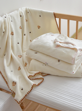 极速inas毛毯新生婴儿秋冬加厚法兰绒盖毯宝宝浴巾幼儿园儿童午睡