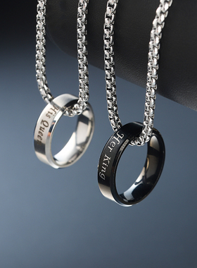 极速百搭链条钛钢戒指项链吊坠男士个性潮M人嘻哈挂坠情侣配饰女