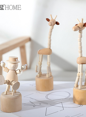 新品现代简约木质k动物摆件可爱动物小摆件创意客厅卧室儿童房间