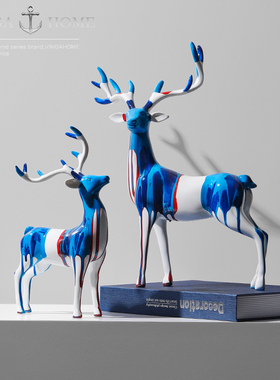 新品北欧轻奢创意树m脂工艺品鹿摆件客厅酒柜电视柜玄关家居桌面