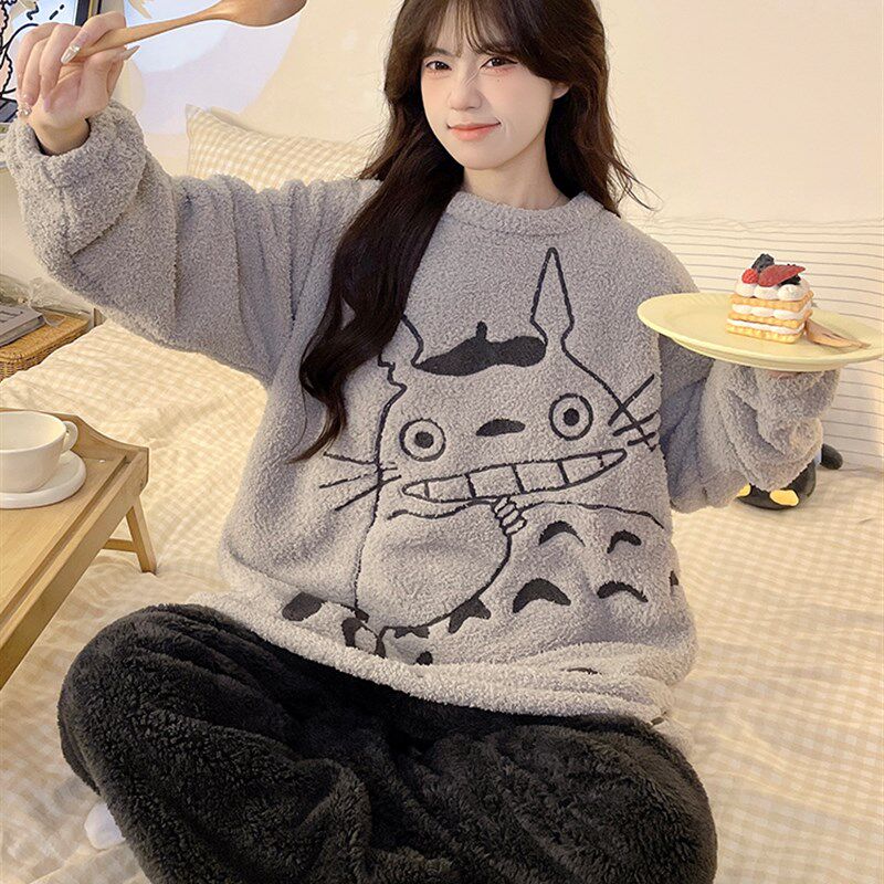 新品大码睡衣女200斤加肥加大胖mm秋冬女款O冬季宽松珊瑚绒家居服