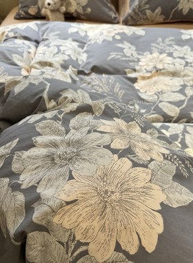 极速美式田园灰色秋冬磨毛保暖四件套1F.5m1.8米加厚床单被套全棉