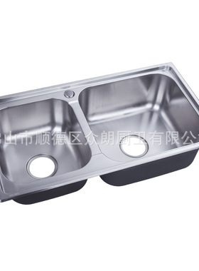 极速304不锈钢拉伸盆一r体成形水槽左小右大 反向双水槽C-S762B
