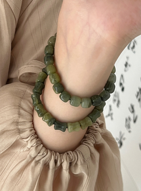 极速回云HUIYUN 金丝玉水草色手I串上岸竹节饰品串珠手链送礼