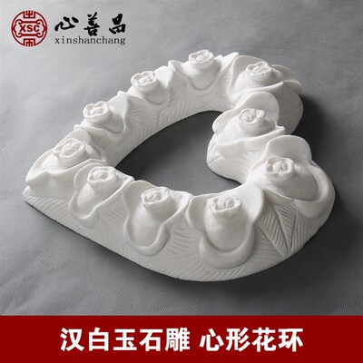 极速石头花环墓地用品装饰墓碑祭祀祭奠石雕精品花圈Y心形摆件批