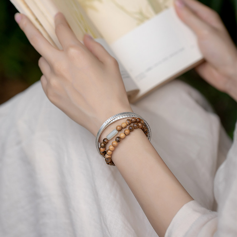 极速网红新品越南花奇楠木珠手串和田I玉古风简约质男女情侣手链