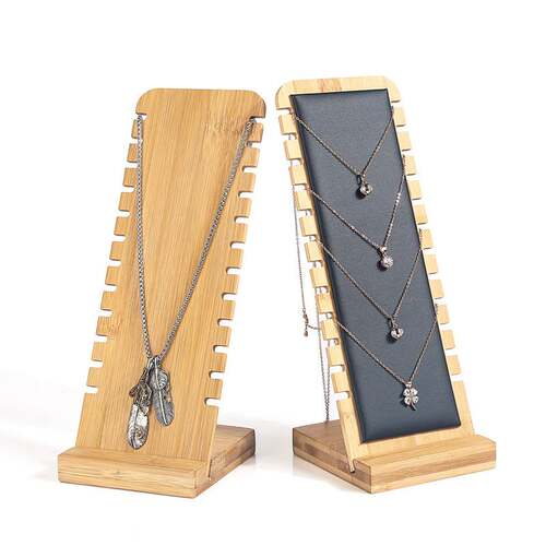 极速Bamboo Jewelry Display Stand Necklace Display StXand Woo