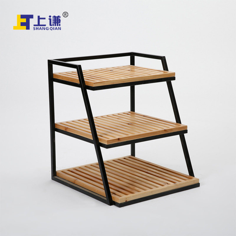 新品上谦三层杉木铁架糕点西饼蛋糕面包房烘焙展柜中岛Z柜陈列软