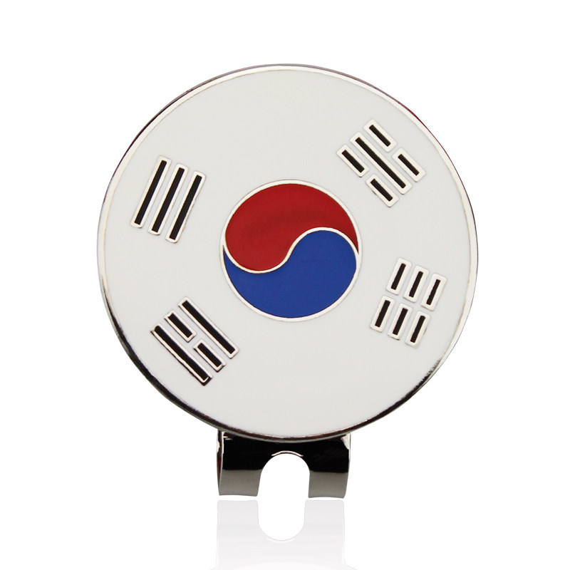 极速Korea Flag Golf Marker w Magnetic Golf CaPp  Golf  Mark