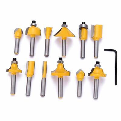 极速12Pcsd 1/4 Shank Router Bits Set Tungsten Carbide W