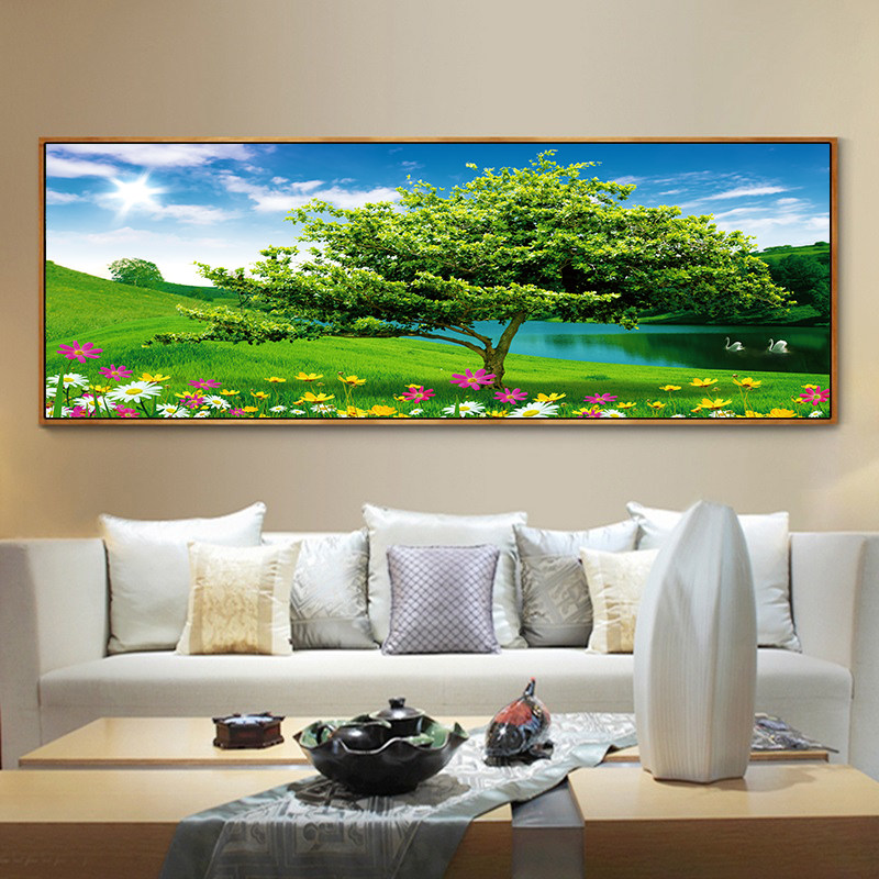 极速客厅装饰g画森林大树现代简约挂画沙发背景后面墙入户招财风