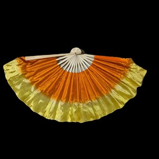 极速荷花奖冰凌花舞蹈扇子橘z黄渐变花鼓灯一对扇秧歌舞蹈扇