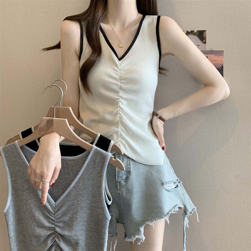 新品不规则d针织吊带背心女内搭夏大码胖mm显瘦设计感短款外穿无
