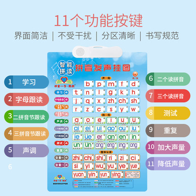 极速标准发音小学一年级学汉语拼音有声挂K图声母韵母智能拼读训