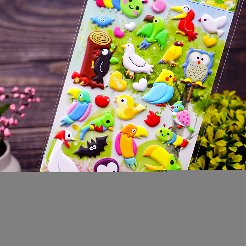 极速3d立体贴画幼儿园奖励卡通贴纸儿童可爱小R鸟家禽小动物海绵
