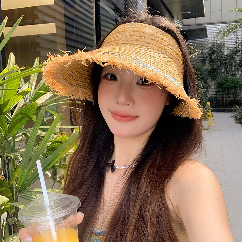 LVURT 法国[设计联名款]拉菲草编遮阳帽大檐透气显脸小防晒空顶帽