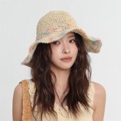 彩色编织大帽檐镂空透气海边度假渔夫草帽 设计联名款 LVURT 法国