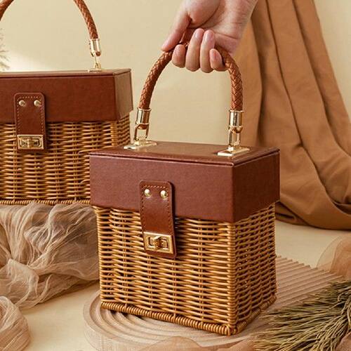 极速Large Capacity Bpamboo Gift Basket Woven Rattan Carrying