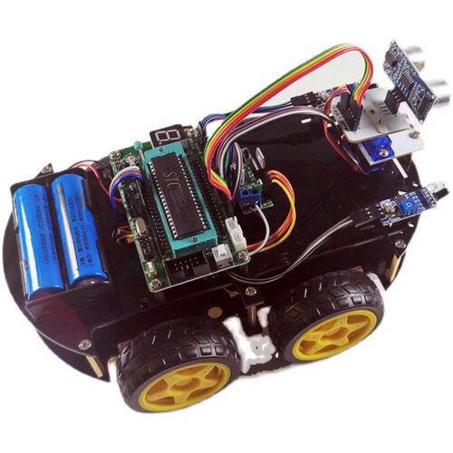 极速C51单f片机智能小车机器人亚克力底盘红外循迹避障超声波避障