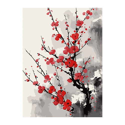 新品梅花数字油画diyp填色画画国风手工填充简单涂鸦丙烯油彩2024