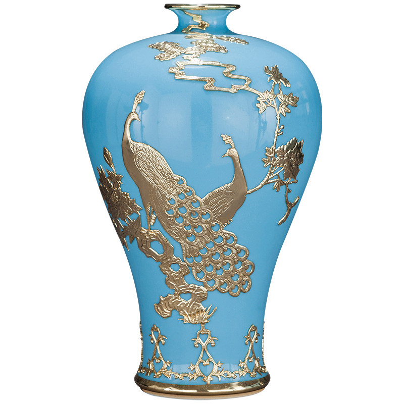 新品景德镇陶瓷器描m金镶玉花瓶仿古中式插花家居客厅装饰工艺品