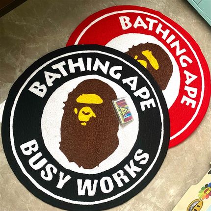 极速潮牌现货 BAPE BUSY WORKS RHUG MAT 圆形地毯猿人猿头地垫