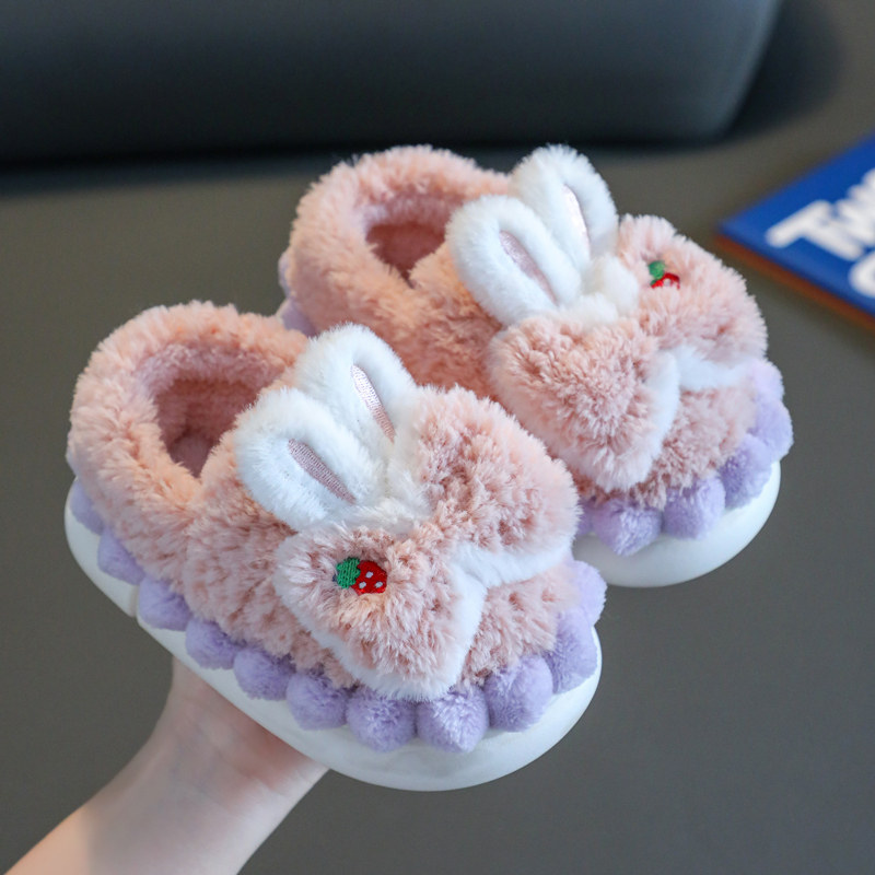 极速儿童棉拖鞋女孩冬季可爱公主包跟毛毛鞋婴儿宝U宝家居鞋女童