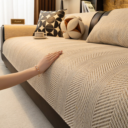 2025新款彷棉麻沙发盖垫高级感防滑皮沙发坐垫防猫抓沙发套罩盖布