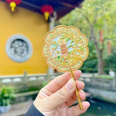 【富桂花·镜】桂子飘香 金属浮雕桂花随身镜 古风伴手礼物2226