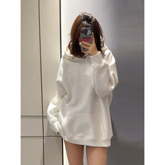 纯白色500g重磅正肩卫衣男款秋冬加绒情侣连帽衫山东W即墨美式外