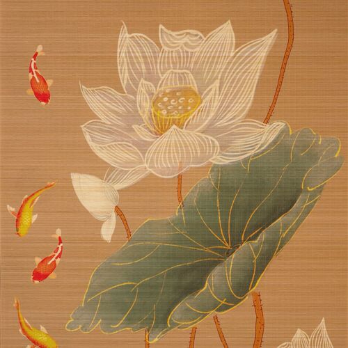 热销竹制荷花向日葵r双面挂画挂帘茶席客厅茶室装饰画