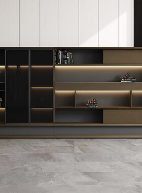 现赤壁文件代书文件柜质简约现代老板办公室办公桌背景柜灯光资柜