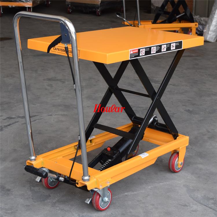 gP150A现货150k升台0.72米手动液压平脚踏式升降平台升降手T推车
