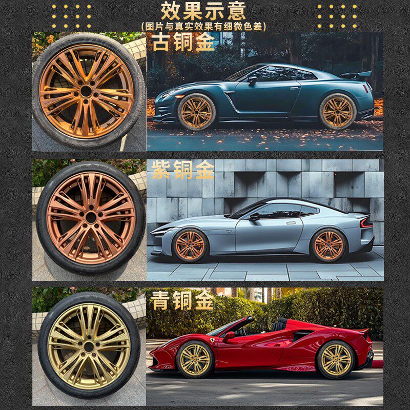 速发复古铜色轮毂喷漆汽车钢圈翻新改色油漆中网摩托车金色自喷漆