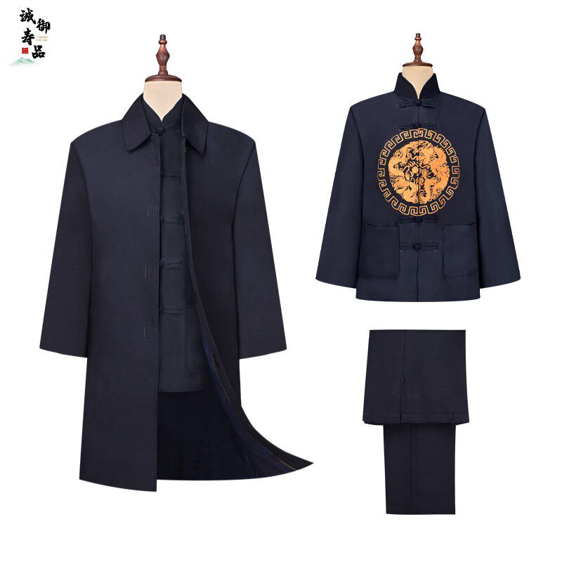 速发男士寿衣全套中山装新中式休闲现代装老人寿终逝世衣服冲喜送