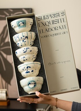 速发优别熊碗陶瓷碗家用碗个人专用碗具可爱米饭碗吃饭猫特格好看