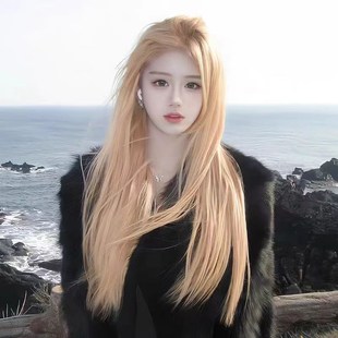 速发假发长发团白金色长直发rose尚分刘字八海时中jk全头套式