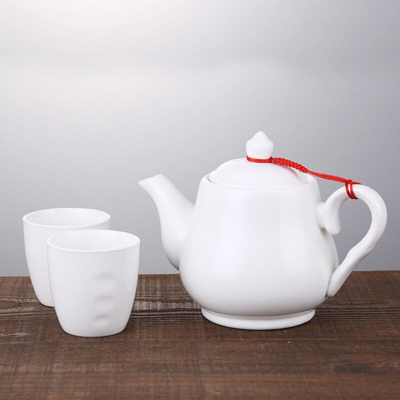 速发可批饭店餐厅酒店泡瓷茶壶大容量纯白过陶茶茶具水壶大小号色