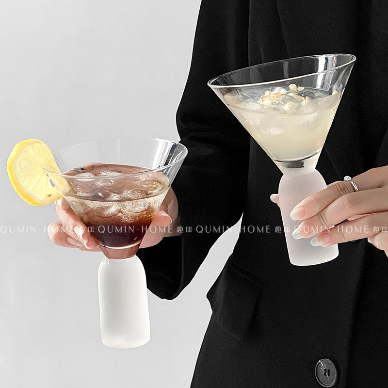 速发趣皿奢轻风鸡饮酒杯子磨砂玻璃冷尾果汁宴会杯甜品杯子半底杯