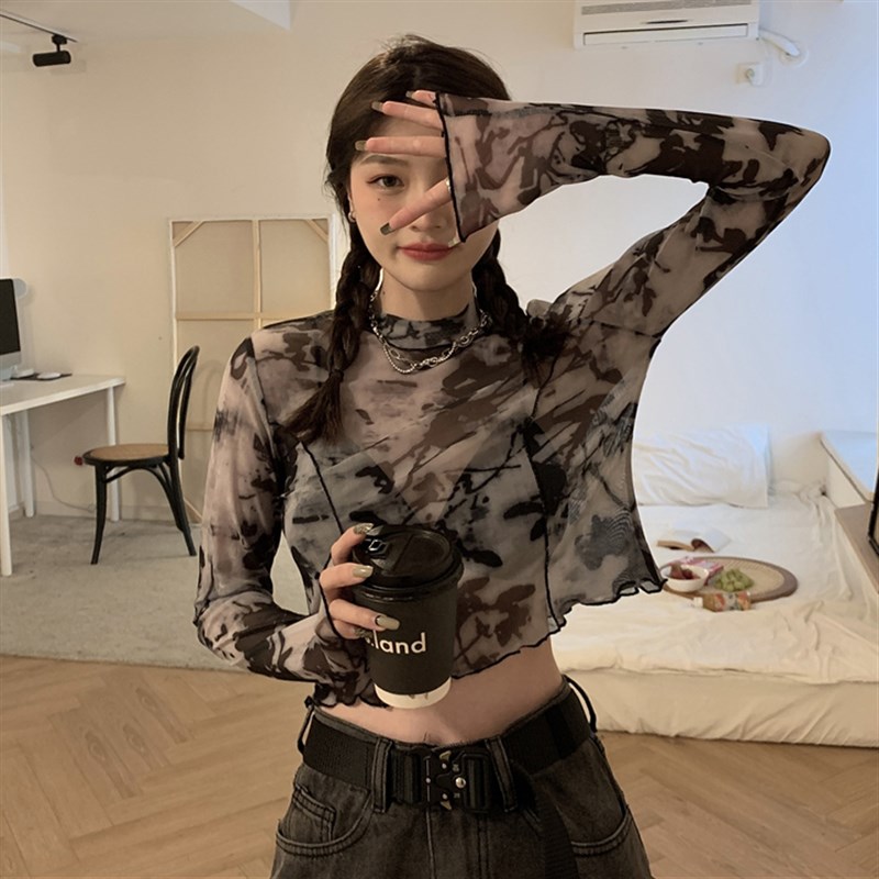 速发薄款防晒衣夏长袖套头罩纱纱衣内搭t恤上衣底衫打网衫