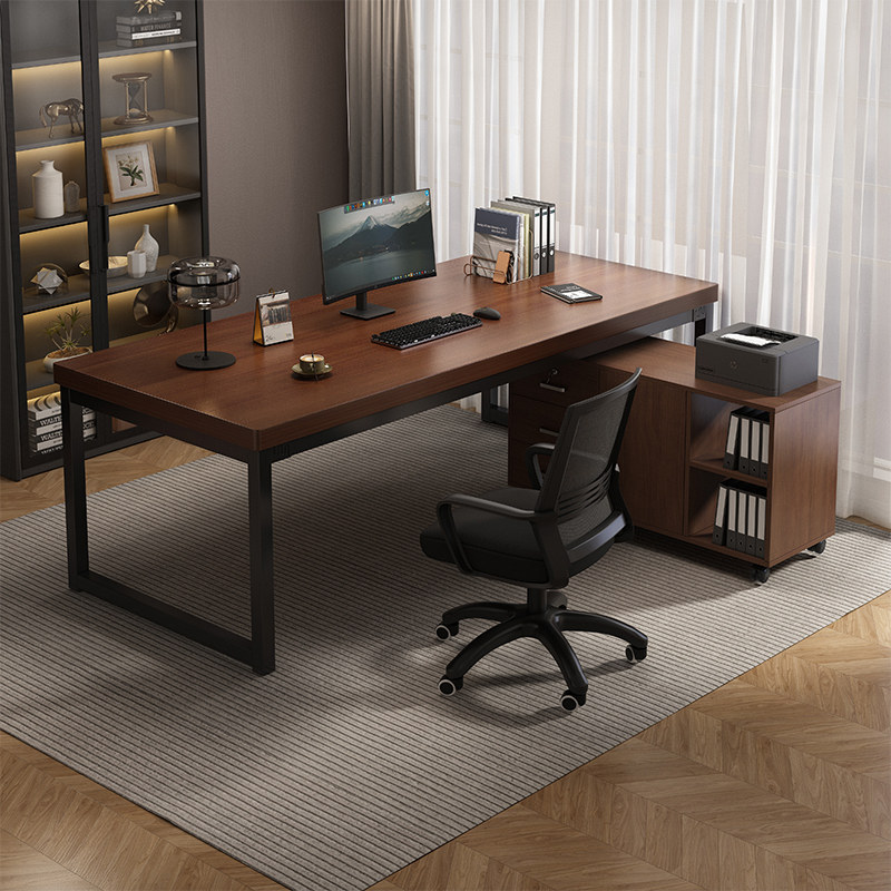 速发台式电脑桌办公桌家用组合一工约件柜简文职员办公室体位桌椅