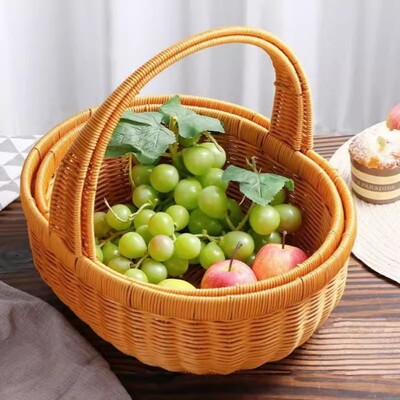 速发篮子竹编大号采藤竹篮手提户野餐篮子篮外大号秋游摘编收纳篮