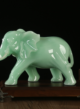 速发玉石大宅摆件居对招财象镇象客厅电视柜玄关家一装饰工艺礼品