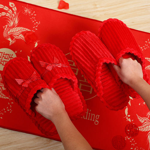 速发婚庆用品包婚鞋鞋老公老婆无包头拖拖情侣拖鞋红色拖鞋结邮