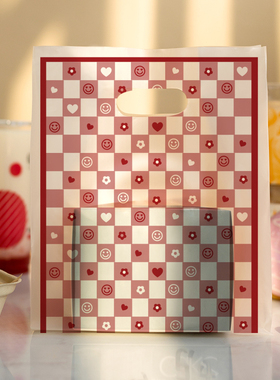 速发磨砂手提袋粉料袋购物袋外装打包袋冰塑寿司包卖袋可格子