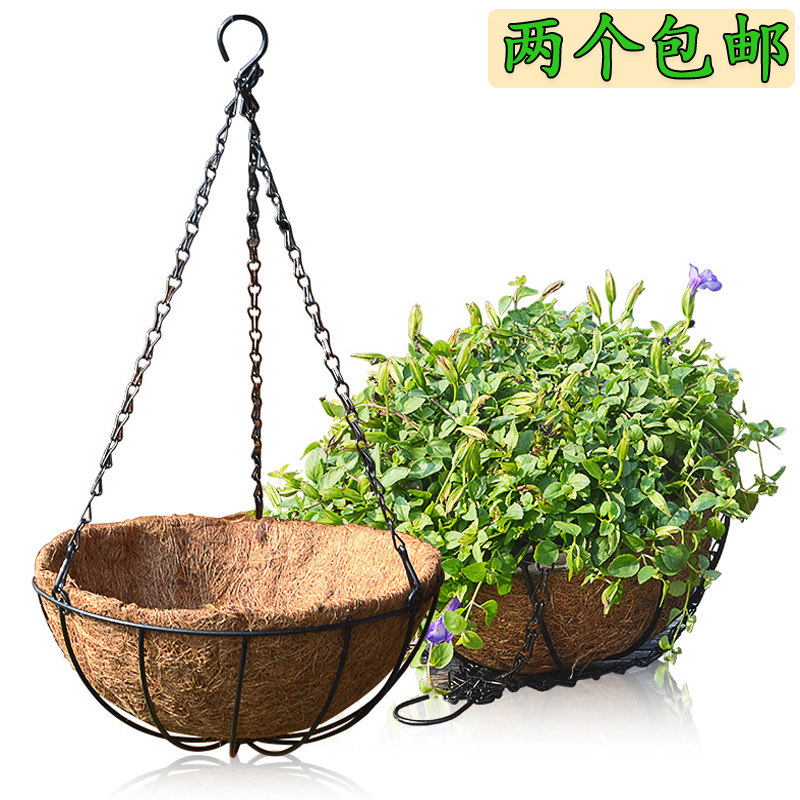 速发棕篮花盆吊兰墙壁垂吊挂盆椰吊多肉绿萝种菜种花铁艺挂半园艺