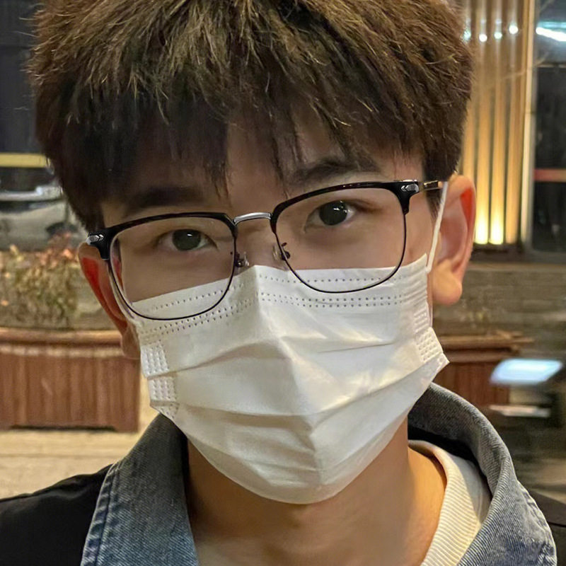 速发近黑男韩版潮半框素颜视框网上可配度数显脸小眼框睛平光镜