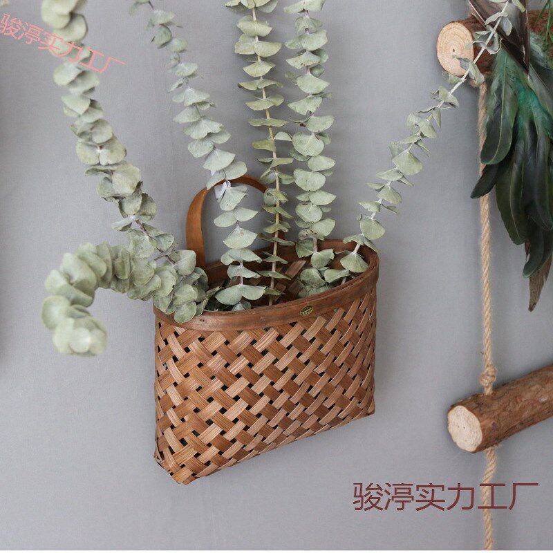 速发挂篮花盆插花篮墙上藤编编织墙壁吊花篮墙挂悬挂挂壁编