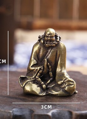 速发古像铜器铜佛玩 实心工黄铜 菩提祖师铜像 摆件古法足艺复古