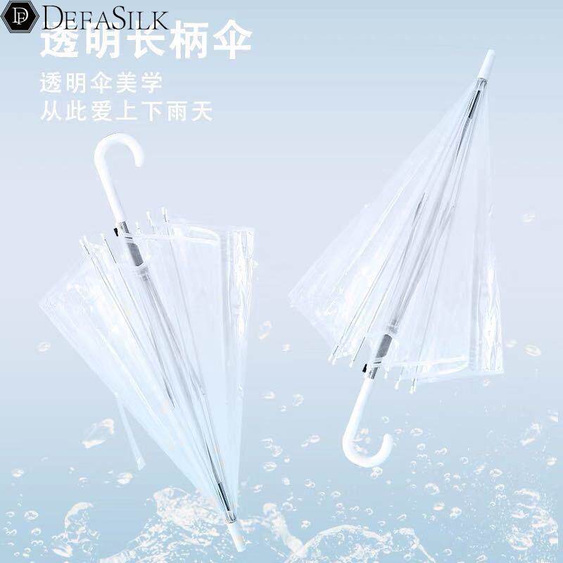 速发透明雨伞高颜值随身便携长塑雨伞自动透明伞料柄高颜值晴雨伞
